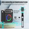 JAUYXIAN Bluetooth Speaker with Two Wireless Microphones, Outdoor Speaker with Subwoofer/Tweeter, Portable PA Speaker System with Remote Control, Discol Lights, FM, REC for Home, Party view 3