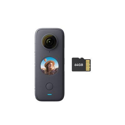 Insta360 ONE X2 360 Degree Waterproof Action Camera, 5.7K 360, Stabilization, Touch Screen, AI Editing, Live Streaming, Webcam, Voice Control (MicroSD Card Kit)