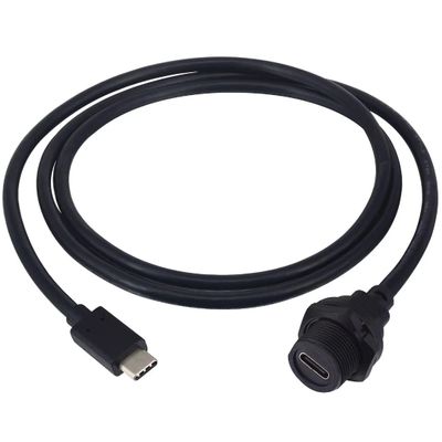 Leehitech Type C Waterproof IP67 Cable Type C Connector Male Plug with 3.2ft Cable Type C Male to Type C Female Car Mount Extension Cable USB Mount Cable for Vehicle, Marine, Bike, Motocycle & Etc