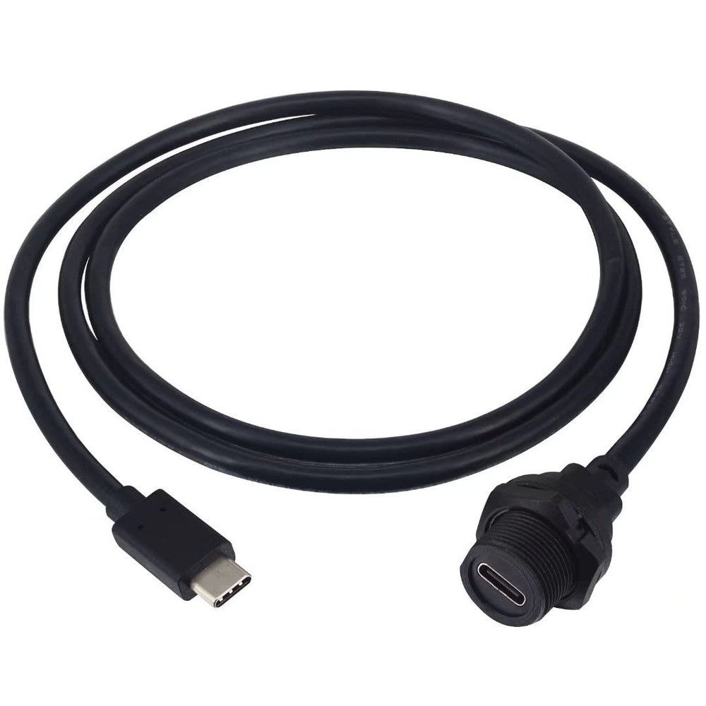 Leehitech Type C Waterproof IP67 Cable Type C Connector Male Plug with 3.2ft Cable Type C Male to Type C Female Car Mount Extension Cable USB Mount Cable for Vehicle, Marine, Bike, Motocycle & Etc