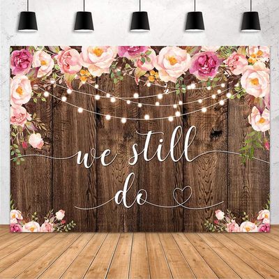 MEHOFOND We Still Do Backdrop for Wedding Anniversary Party Decorations Engagement Bachelorette Party Rustic Wood Photography Background Vow Renewal Decorations Supplies Banner 7x5ft