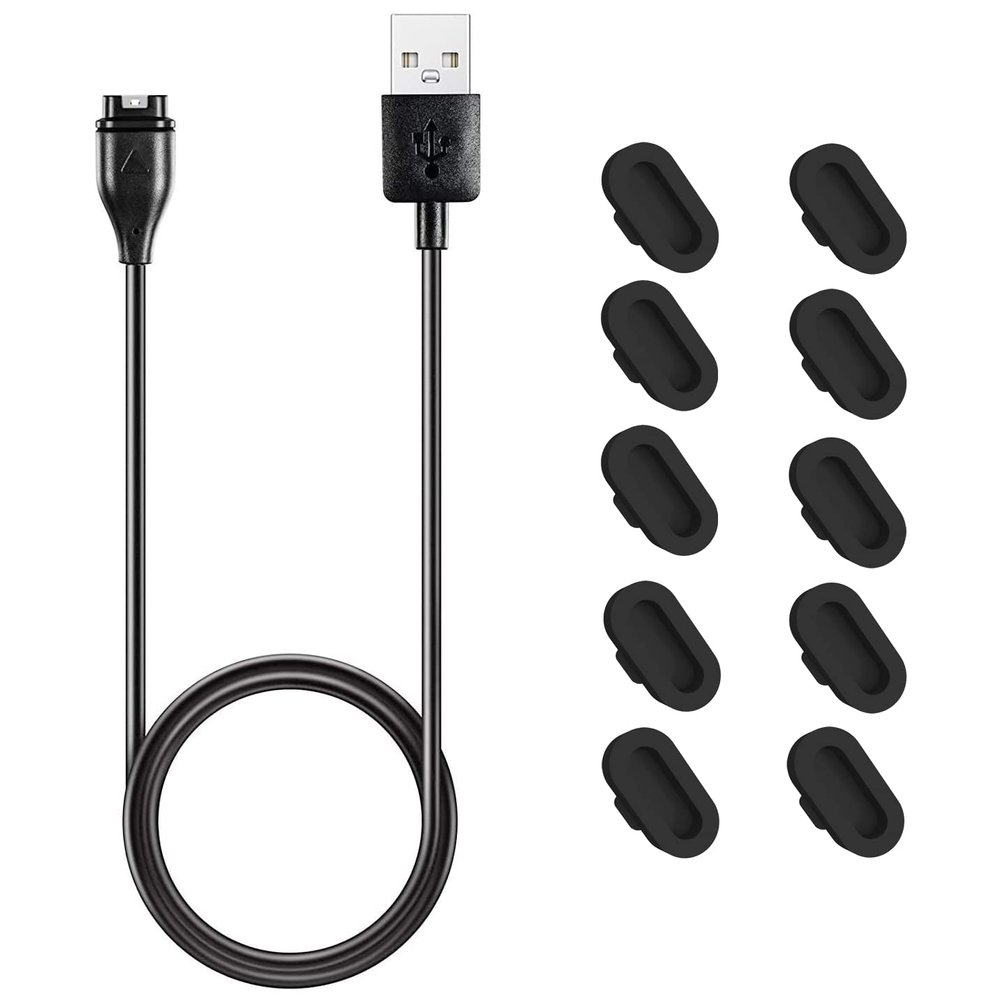 Charging Cable Compatible with Garmin Fenix 7/7s/7x Charger 3.4ft USB Charger Cable,Dust Plugs Compatible with Fenix 7/7s/7x,Instinct 2/2s Port Protector 10Packs Anti-Dust Plugs Caps