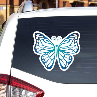 Butterfly Colorful Vinyl Decal Sticker Paper Cutting for Car Boat Laptop Reflective Glossy Choose Size 032803 (4'' x 3.3" (10.2cm x 8.5cm), Reflective)