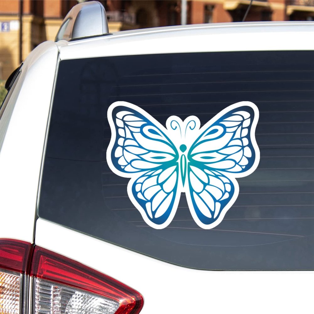 Butterfly Colorful Vinyl Decal Sticker Paper Cutting for Car Boat Laptop Reflective Glossy Choose Size 032803 (4'' x 3.3" (10.2cm x 8.5cm), Reflective)