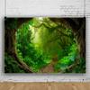 10x6.5ft Green Forest Backdrop Spring Jungle Rainforest Natural Scenery Photography Background for Kids Evergreen Forest Baby Shower Birthday Party Decor Banner Children Portrait Photo Booth Props view 3
