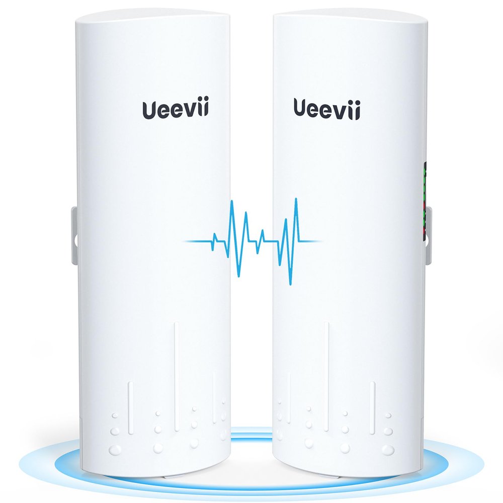 Wireless Bridge, UeeVii CPE820 5.8G Point to Point for Starlink WiFi Extender Signal Booster with 16dBi Antenna, Long Range Up to 3KM, Plug and Play,24~48V PoE, IP65 Waterproof for Barn Shop,2-Pack