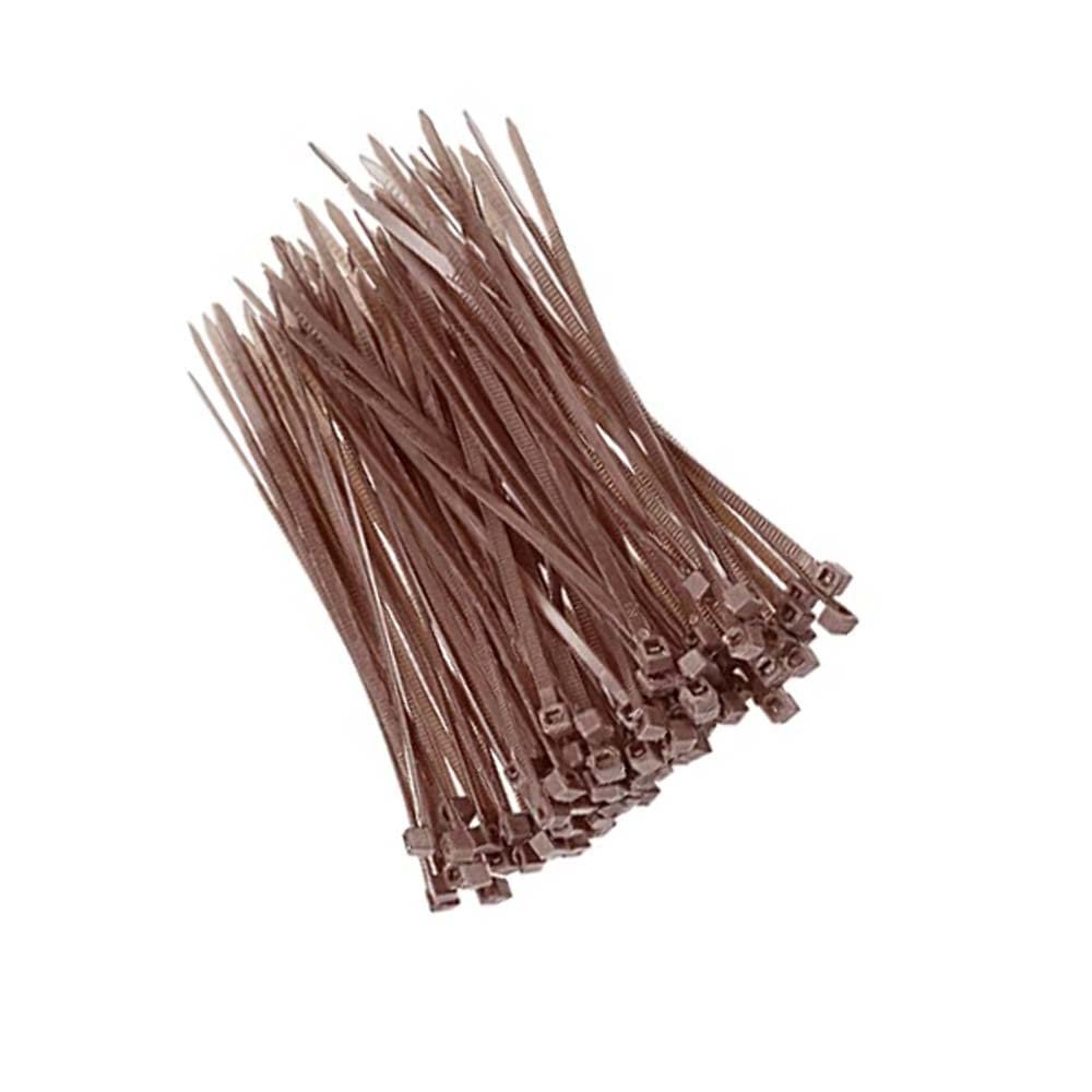 RELAND SUN 100pcs Nylon Zip Ties 2.5x100/150/200mm Cable Ties in Assorted Color Nylon Self-Locking Wire Ties (2.5x200mm,Brown)