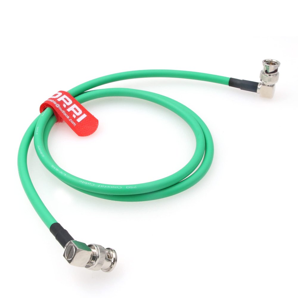 DRRI Canare12G-SDI 4K UHD Right-Angle BNC to Right-Angle BNC Coaxial Cable for Video Monitor (50CM, Green)