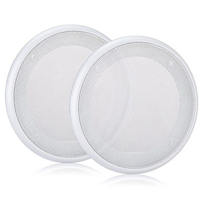 Facmogu 2PCS 5in Round Speaker Grille Replacements, White Surface Mount Speaker Covers Decorative Wall Ceiling Speaker Covers Subwoofer Car Speaker Metal Waffle Cover Guard Grill