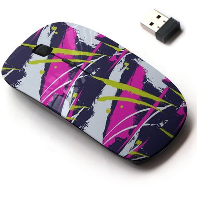 2.4G Wireless Mouse with Cute Pattern Design for All Laptops and Desktops with Nano Receiver - Brush Stroke linesstripe