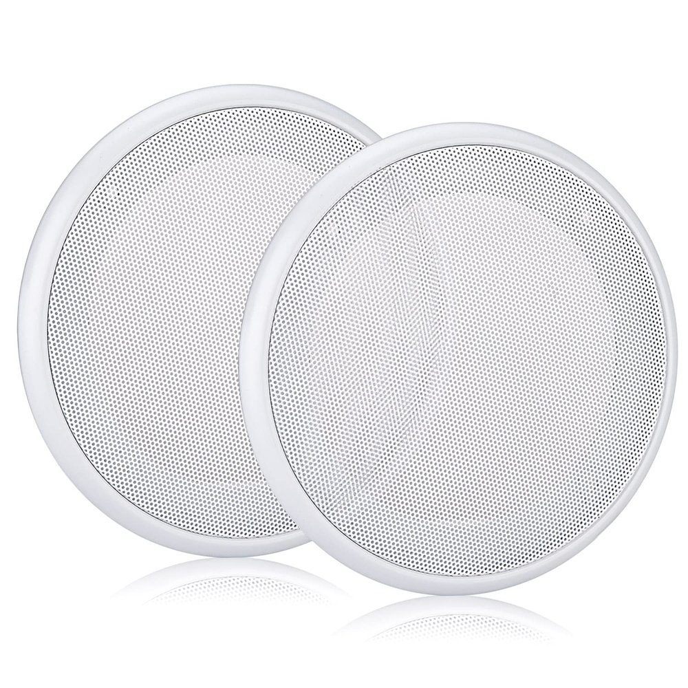 Facmogu 2PCS 8in White Ceiling Speaker Covers, Surface Mount Speaker Grill Mesh Round Speaker Grille Woofer Car Speaker Grill Cover Guard Protector Replacement Round Metal Grills