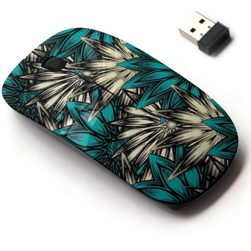 2.4G Wireless Mouse with Cute Pattern Design for All Laptops and Desktops with Nano Receiver - Floral tracerymade