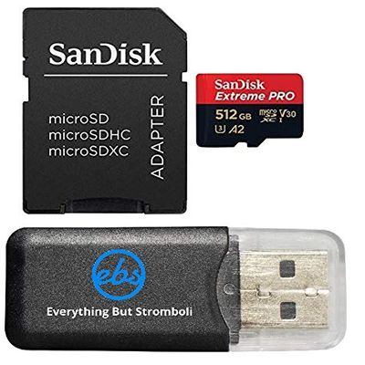 SanDisk 512GB Memory Card Micro Extreme Pro Works withInsta360 One RS Twin, One RS 4K, One RS 1-inch Action Camera (SDSQXCZ-512G-GN6MA) Bundle with (1) Everything But Stromboli MicroSD Card Reader