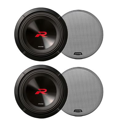 Alpine 2-R2-W12D4 Next-Generation 12" R-Series Subwoofers Dual 4-Ohm with 2-KTE-12G.3 Grills