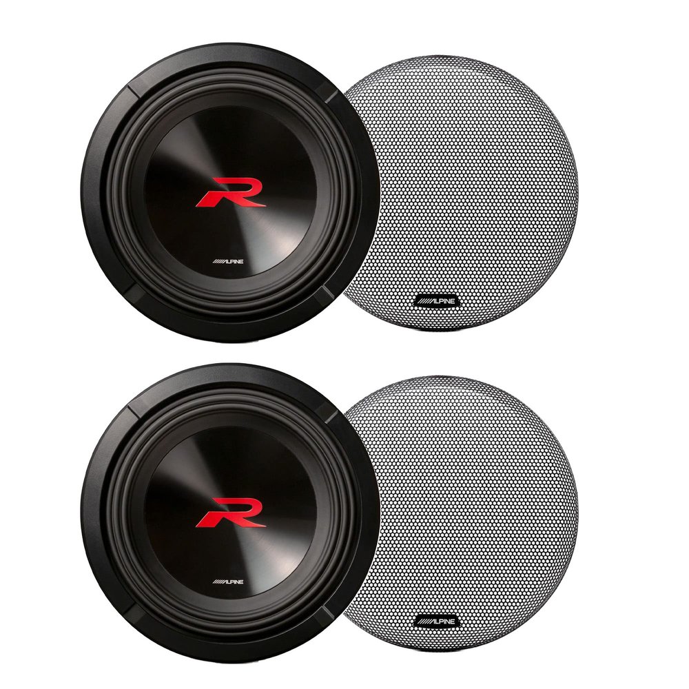 Alpine 2-R2-W12D4 Next-Generation 12" R-Series Subwoofers Dual 4-Ohm with 2-KTE-12G.3 Grills