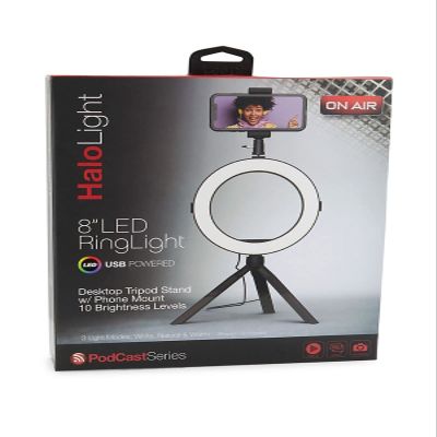 Color Halo LED Ring Light Stand, White, 7667HD