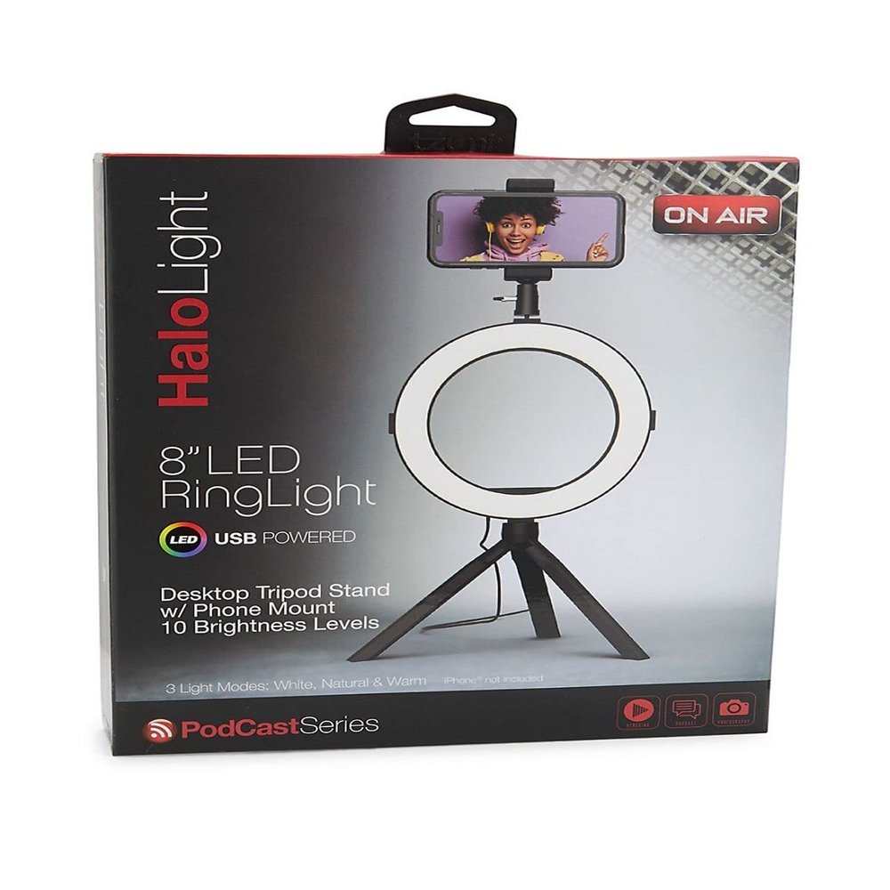Color Halo LED Ring Light Stand, White, 7667HD