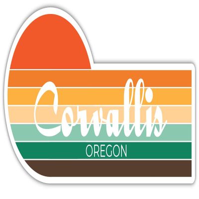 Corvallis Oregon 2 x 1.25 Inch Sticker Retro Vintage Sunset City 70s Aesthetic Design