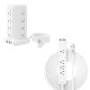 10FT Power Strip Tower and 15FT Flat Extension Cord Power Strip Bundle, Flat Plug Surge Protector with 4 USB Ports, Individual Switches, Wall Mountable for Home Office, White view 1