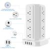 10FT Power Strip Tower and 15FT Flat Extension Cord Power Strip Bundle, Flat Plug Surge Protector with 4 USB Ports, Individual Switches, Wall Mountable for Home Office, White view 3
