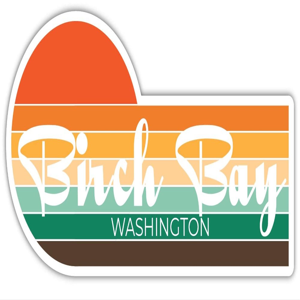 Birch Bay Washington 2 x 1.25 Inch Sticker Retro Vintage Sunset City 70s Aesthetic Design