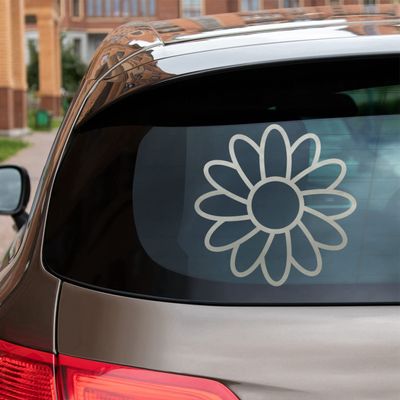 Daisy Flower Floral Vinyl Decal Sticker Die Cut No Background for Car Boat Laptop Choose Size Color (6'' x 6" (15.2cm x 15.2cm), Silver)