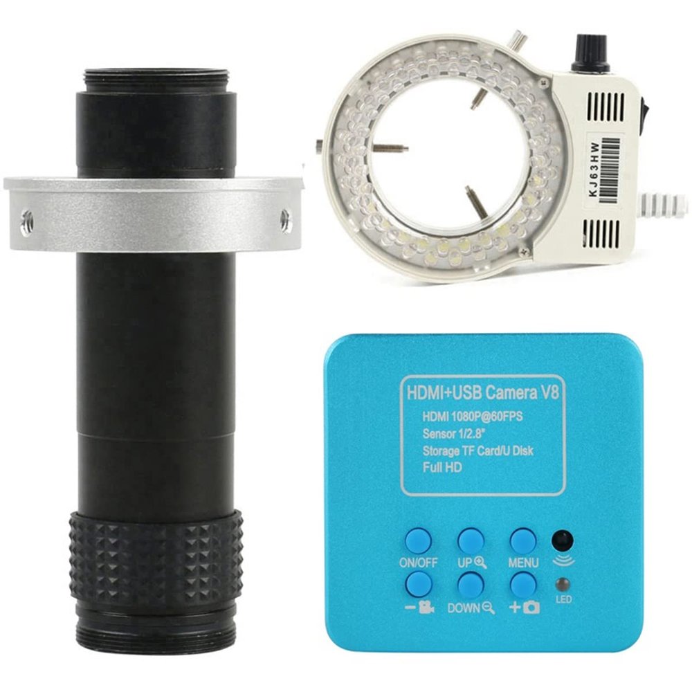 TYZK Microscope Kit 1080P Industry Video Microscope Camera C Mount Lens Microscope Lens Adapters (Color : 120x Lens with Light)