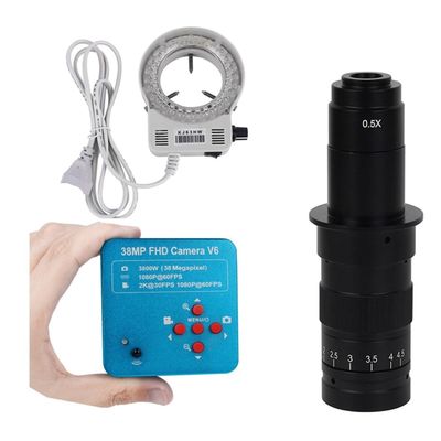 Lab Microscope Slides Digital Video Microscope LED Ring Illuminator Lamp Camera Continus Zoom 130X 180X Microscope Parts (Color : Suit E)