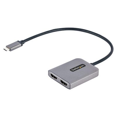 StarTech.com USB-C to Dual HDMI Adapter, USB Type-C Multi-Monitor MST Hub, Dual 4K 60Hz HDMI Laptop Display Extender / Splitter, HDR, Extra-Long Built-In Cable, Windows Only (MST14CD122HD)