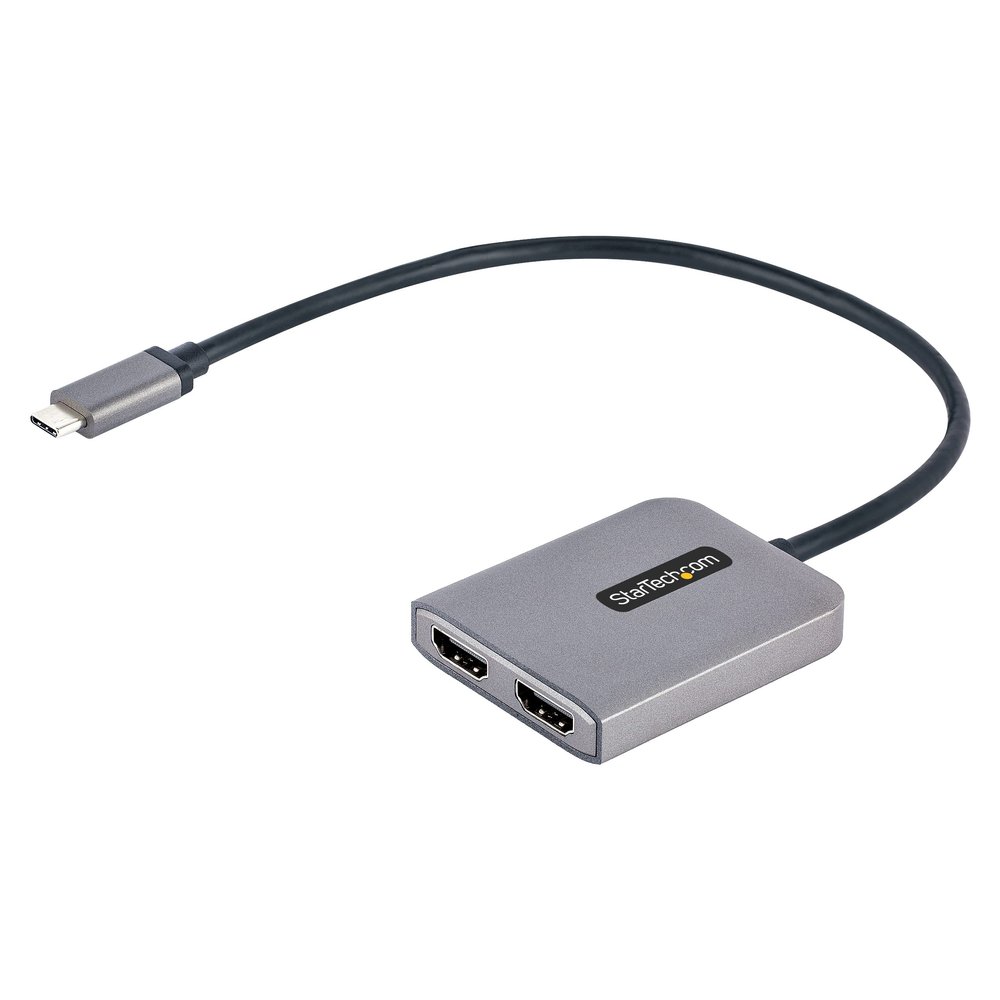 StarTech.com USB-C to Dual HDMI Adapter, USB Type-C Multi-Monitor MST Hub, Dual 4K 60Hz HDMI Laptop Display Extender / Splitter, HDR, Extra-Long Built-In Cable, Windows Only (MST14CD122HD)