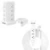 10FT Extension Cord Power Strip Tower and 15FT Flat Extension Cord Bundle, NTONPOWER Flat Plug Power Strip with USB Ports, Individual Switches, Overload Protection for Home Office Desktop, White view 1