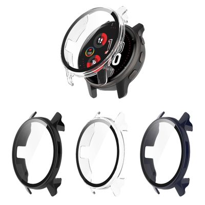 FitTurn Screen Protector Case Compatible with Garmin Venu 2 Plus Screen Protector for Garmin Venu2 Plus PC+Tempered Glass Full Coverage Bumper (Black+Clear+Blue)