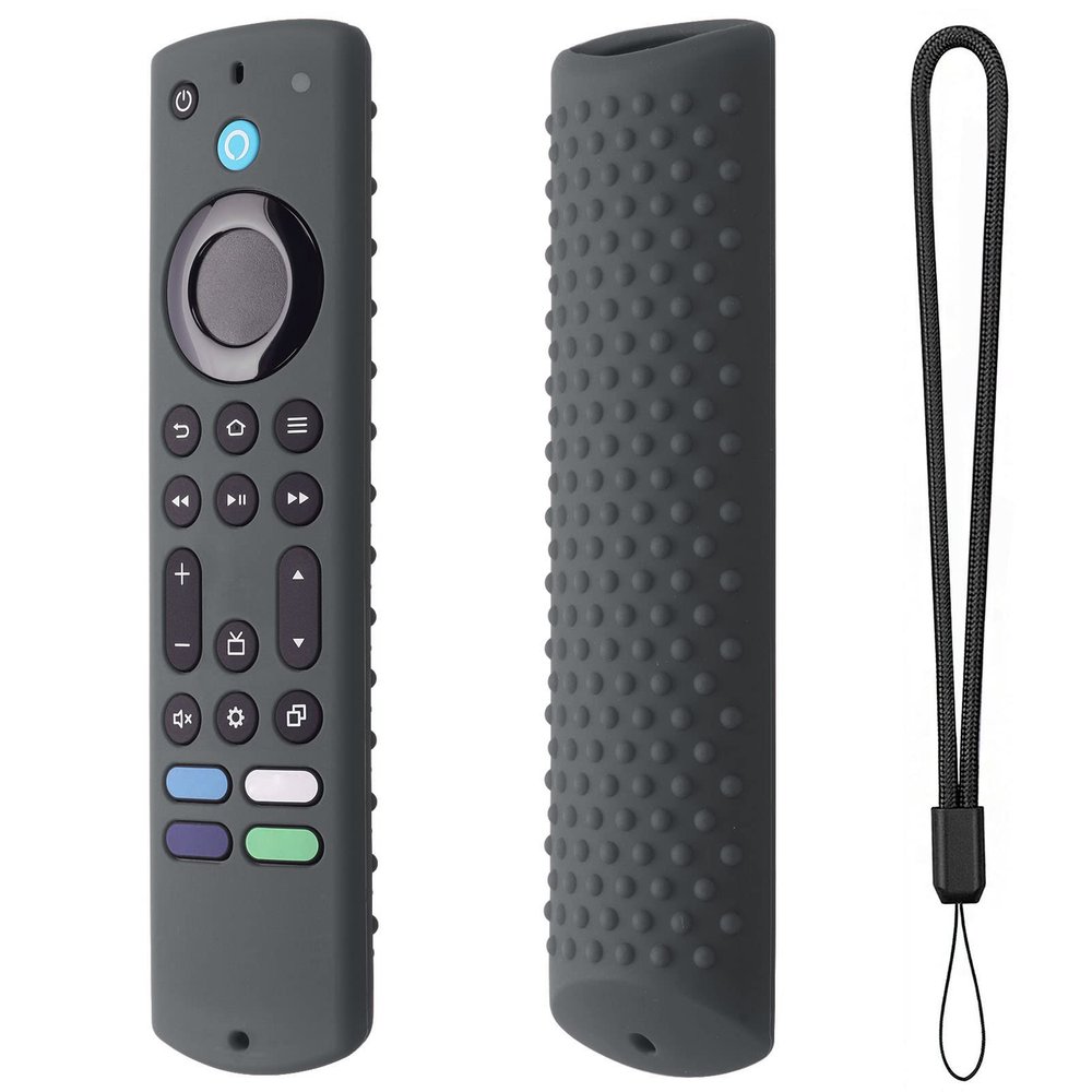6.2 Inch Silicone Cover for 2023 Fire TV Stick 4K Max 2nd/Fir TV Omni Series/FireTV 4-Series Remote,Toshiba/Insignia FirTV Remote Cover with Lanyard(Dark Grey)