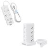 10FT Extension Cord Power Strip Tower and 15ft Surge Protector with USB Ports Bundle, NTONPOWER Flat Plug Extension Cord Long, 1080 Joules, Overload Protection for Home Office Desktop, White view 1