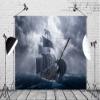 CORFOTO 7x5ft Dark Pirate Ship Photography Backdrop Skull Sailboat Background Pirate Thene Party Decorations Nautical Pirate Cruises Ship Kids Adults Portrait Baby Shower Photo Booth Props Fabric view 1
