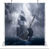 CORFOTO 7x5ft Dark Pirate Ship Photography Backdrop Skull Sailboat Background Pirate Thene Party Decorations Nautical Pirate Cruises Ship Kids Adults Portrait Baby Shower Photo Booth Props Fabric view 2