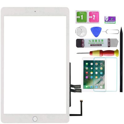 SIMPLEFIX Touch Screen Replacement Parts Digitizer Glass Assembly for ipad 6 6th Gen 2018 (A1893 A1954) with Home Botton Cover(No Touch ID) + Professional Tool Kit (White)