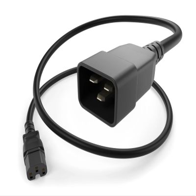 UNC Group Power Cable IEC C15 to C20 15Amp 14AWG 250V SJT Jacket, Black, 6 Foot