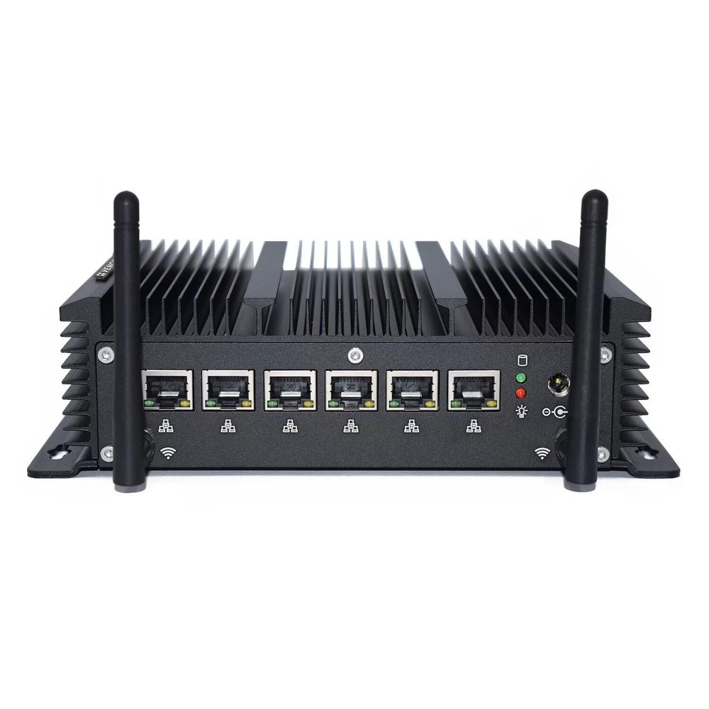 VENOEN Fanless Mini PC,Core i5 7200U Firewall VPN Router,Network Security Server,6 Multi LAN Port,HD,RS232 COM,16GB DDR4,512GB SSD,Rugged Mini PC,Aluminium Alloy Case