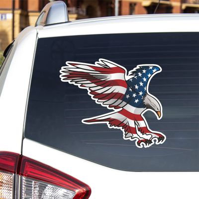 Bald Eagle Filled with American Flag Color Vinyl Decal Sticker Patriotic for Car Boat Laptop Reflective Glossy Choose Size (4'' x 3.4" (10.2cm x 8.6cm), Reflective)