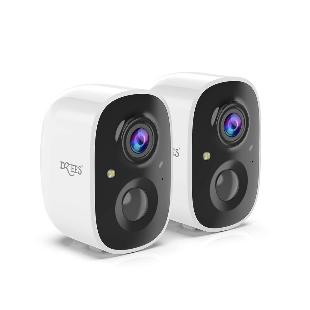 Dzees Outdoor Camera Wireless, 2K Battery Powered WiFi Surveillance Camera for Home Security System with Siren Alarm & Spotlight, Motion Detection, Color Night Vision, IP65 Waterproof Cloud/SD-2-Pack