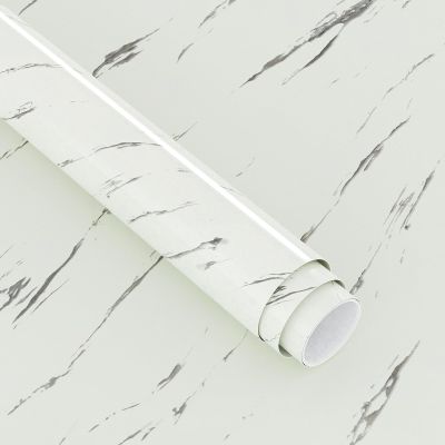 17.7"x354" Thickened Marble Contact Paper Peel and Stick White and Grey Marble Textured Wallpaper 3D Vinyl Wrap Waterproof Removable Self-Adhesive Countertops Wall Paper for Bathroom Kitchen Cabinet