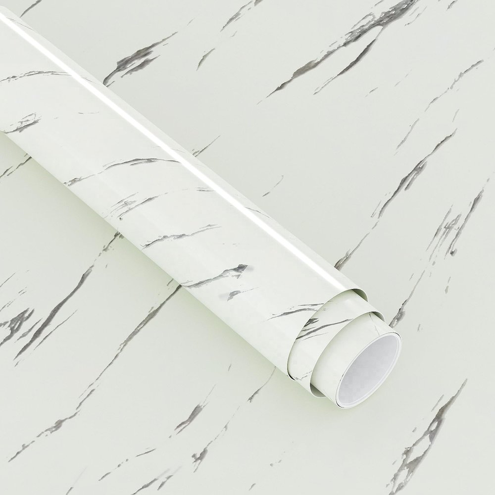 17.7"x354" Thickened Marble Contact Paper Peel and Stick White and Grey Marble Textured Wallpaper 3D Vinyl Wrap Waterproof Removable Self-Adhesive Countertops Wall Paper for Bathroom Kitchen Cabinet