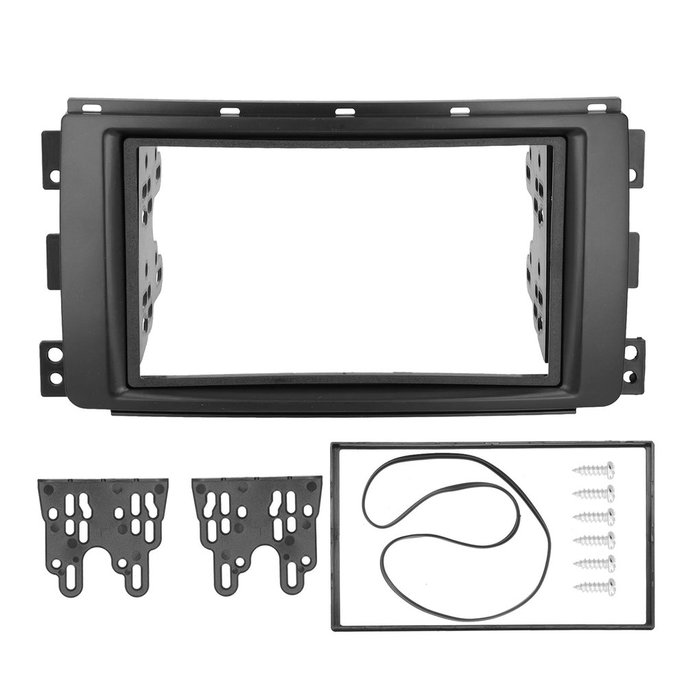 Double DIN Installation Dash Kit, Fydun Gray ABS 2 Din Stereo audio Fascia Panel Navigation Fascia Car Stereo Frame for ForTwo 2007?2010