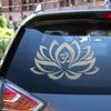 Yoga Aum Om Ohm Symbol Lotus Flower Vinyl Decal Sticker Die Cut No Background for Car Boat Laptop Choose Size Color (6'' x 3.4" (15.2cm x 8.7cm), Silver) view 1