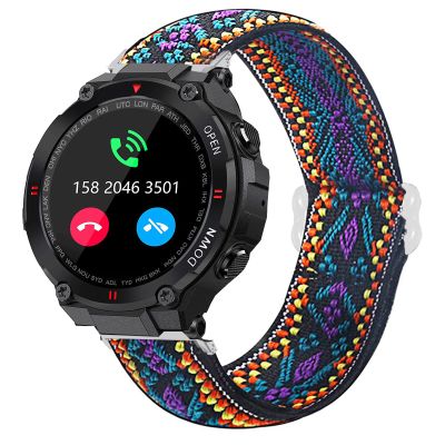 for EIGIIS Military Smartwatch Band, Stretch Elastics Nylon Adjustable Replacement Strap for K22 Military Watch/EIGIIS K22 Military Watch/EIGIIS K55 Smartwatch/Moowhsh HM09 Smartwatch (Purple Blue)