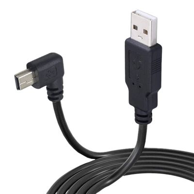 LARRITS 3M USB A to Mini B USB Cable 90 Degree Left Angle Data Sync Charge Cord with 5 pcs Wiring Clips for Nextbase Dash Cam Car GPS Navigator DVR Digital Camera (Left Angle)
