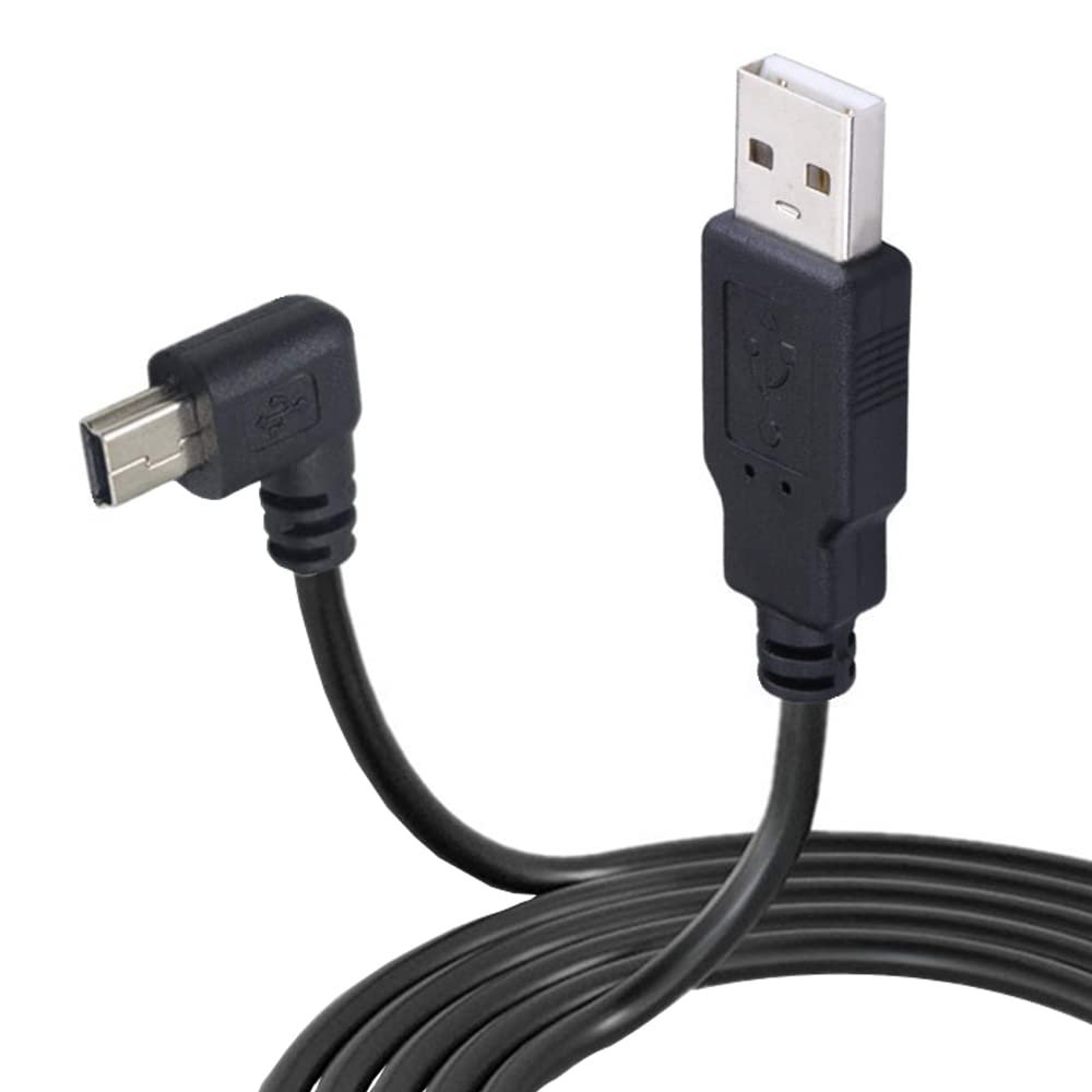 LARRITS 3M USB A to Mini B USB Cable 90 Degree Left Angle Data Sync Charge Cord with 5 pcs Wiring Clips for Nextbase Dash Cam Car GPS Navigator DVR Digital Camera (Left Angle)