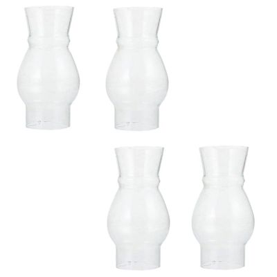 Oil Lamp Shade Glass Replacement Lamp Shade Chimney Lamp Shade Glass Lamp Lanterns Curvy Lamp Chimneys for Vintage Oil Lamps, 4pcs