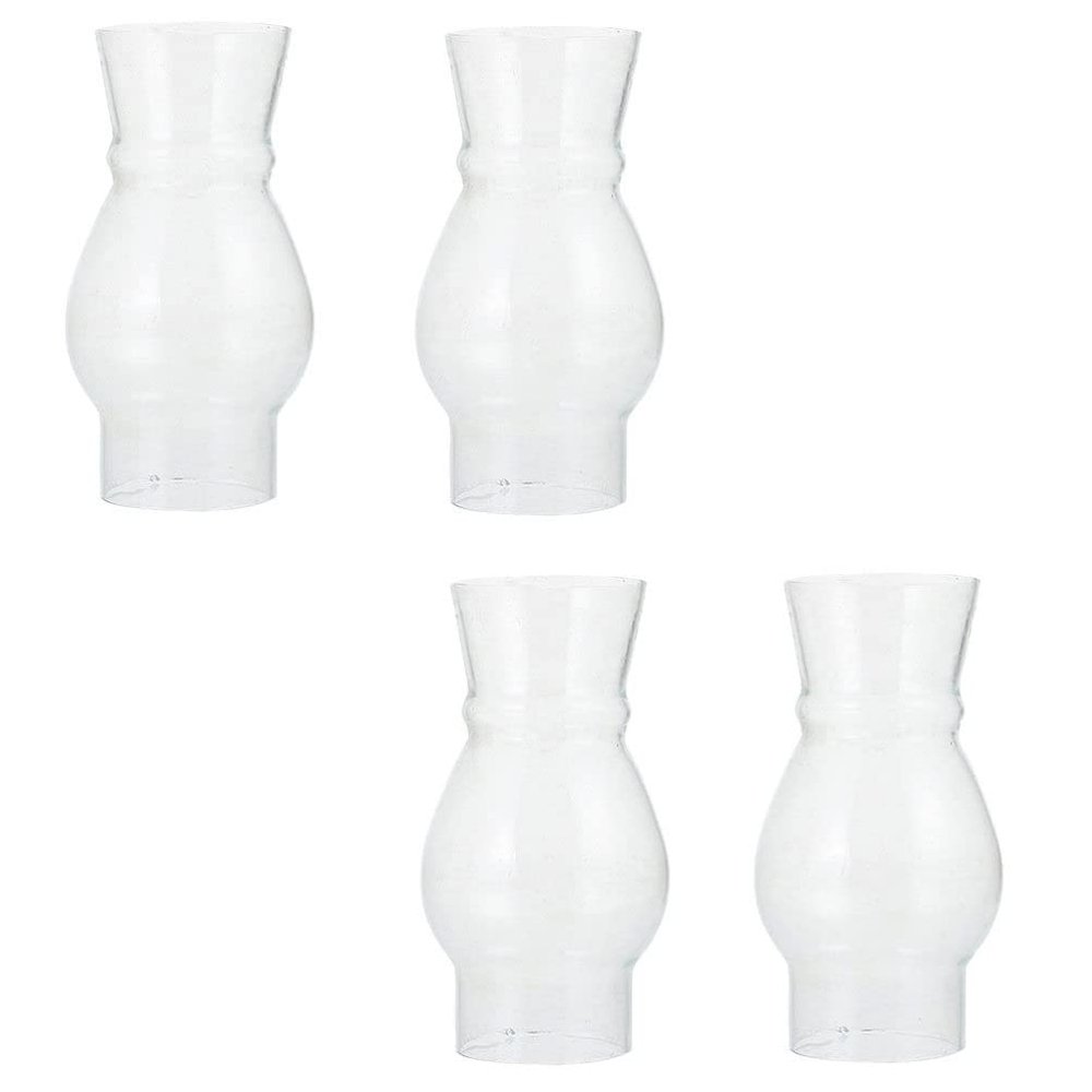 Oil Lamp Shade Glass Replacement Lamp Shade Chimney Lamp Shade Glass Lamp Lanterns Curvy Lamp Chimneys for Vintage Oil Lamps, 4pcs